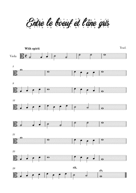 Entre le bœuf et l'âne gris (for Viola) (arr. Cadenza Editions)