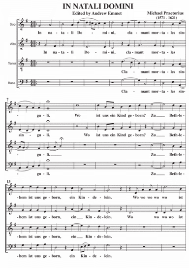 In Natali Domini A Cappella SATB (arr. Edited by Andrew Emmet)