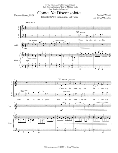 Come, Ye Disconsolate (arr. Greg Wheatley)