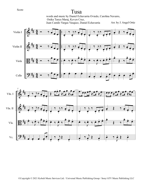 Tusa (arr. José angel Ortiz ramirez)