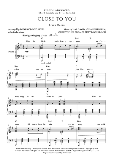Close To You (arr. Danilo "Daca" Alves)
