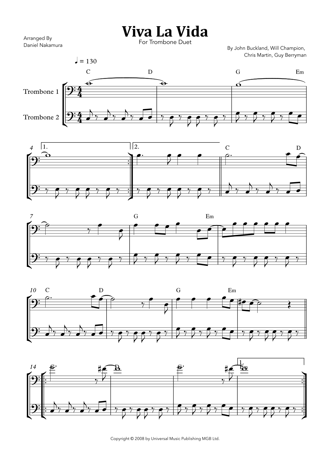 Viva La Vida (arr. Daniel Nakamura)