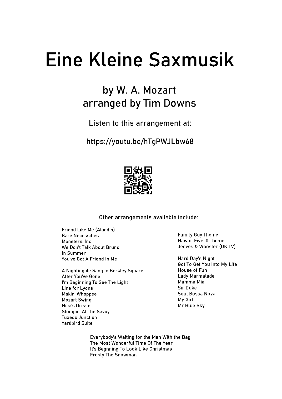 Eine Kleine Nachtmusik (with a swing!) (arr. Tim Downs)