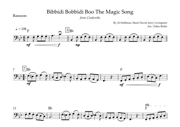 Bibbidi-bobbidi-boo (the Magic Song) (arr. Fabio Britto)