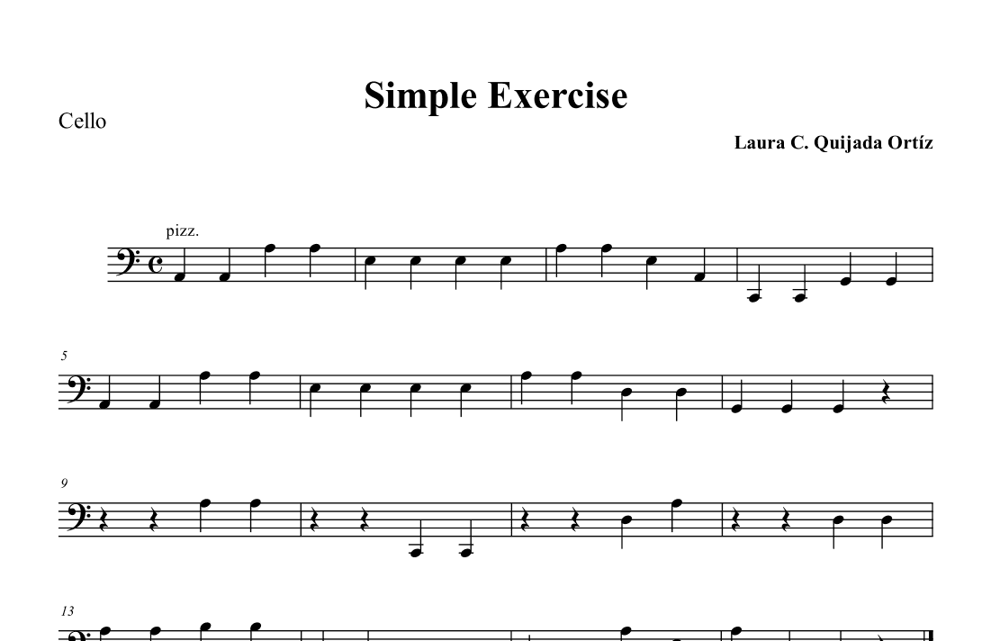 Simple Exercise for string orchestra. Open strings and first finger. CELLO PART.