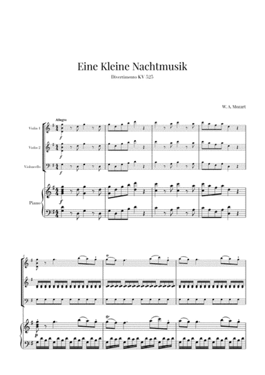 Eine Kleine Nachtmusik for 2 Violins, Cello and Piano (arr. Cadenza Editions)