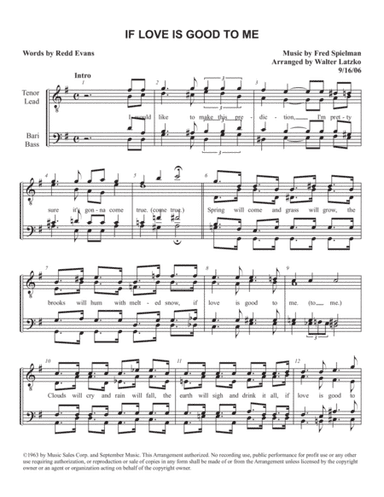 If Love Is Good To Me (arr. Walter Latzko)
