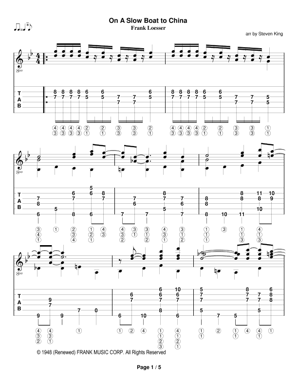 On A Slow Boat To China (arr. Steven King)