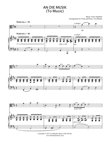 An Die Musik (To Music) - Franz Schubert - Viola and Piano (arr. Len Rhodes)