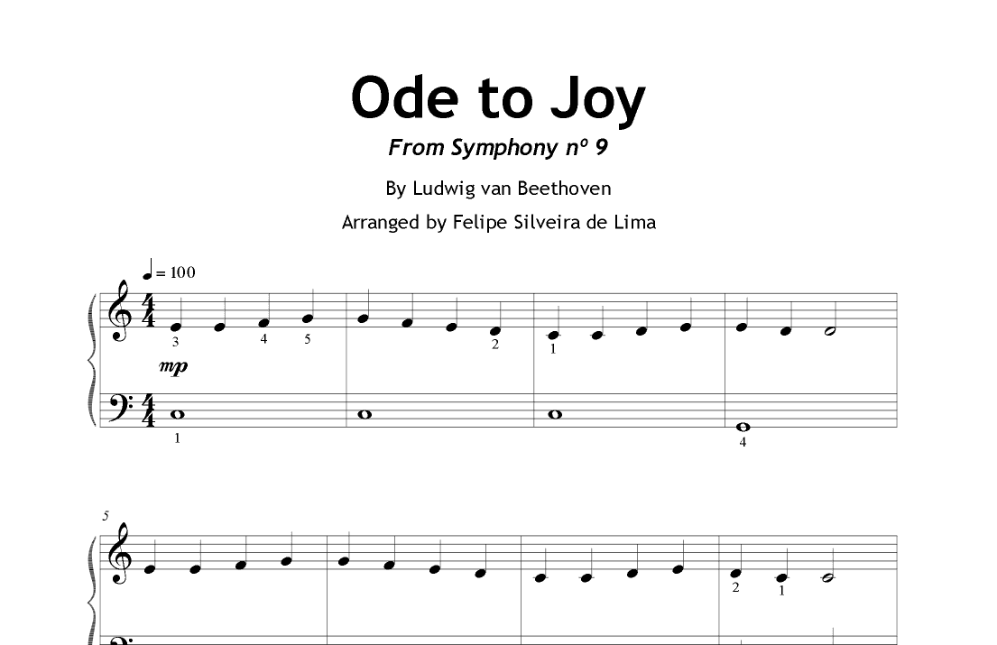 Ode to Joy - Symphony nº 9 (Easy/Beginner Piano) (arr. Felipe Silveira de Lima)