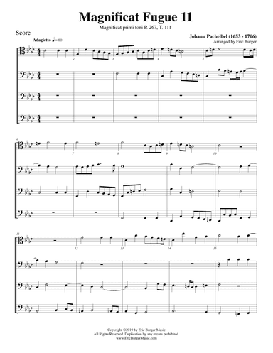 Magnificat Fugue No. 11 for Trombone or Low Brass Quartet (arr. Eric Burger Music)