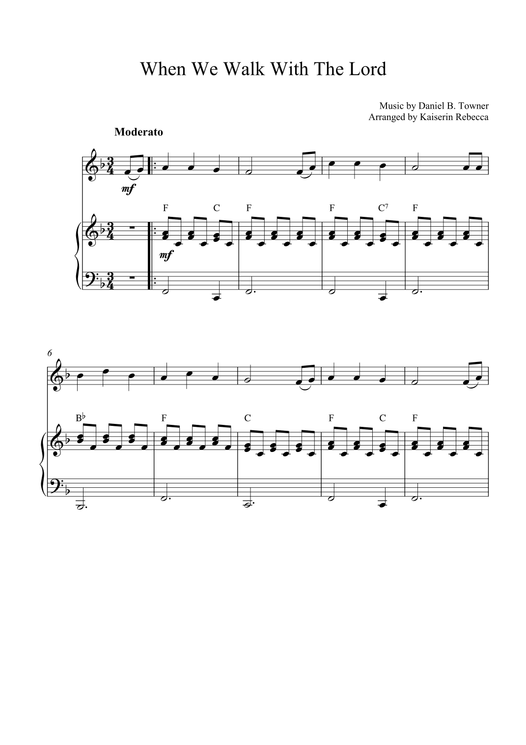 When We Walk With The Lord (arr. Kaiserin Rebecca)