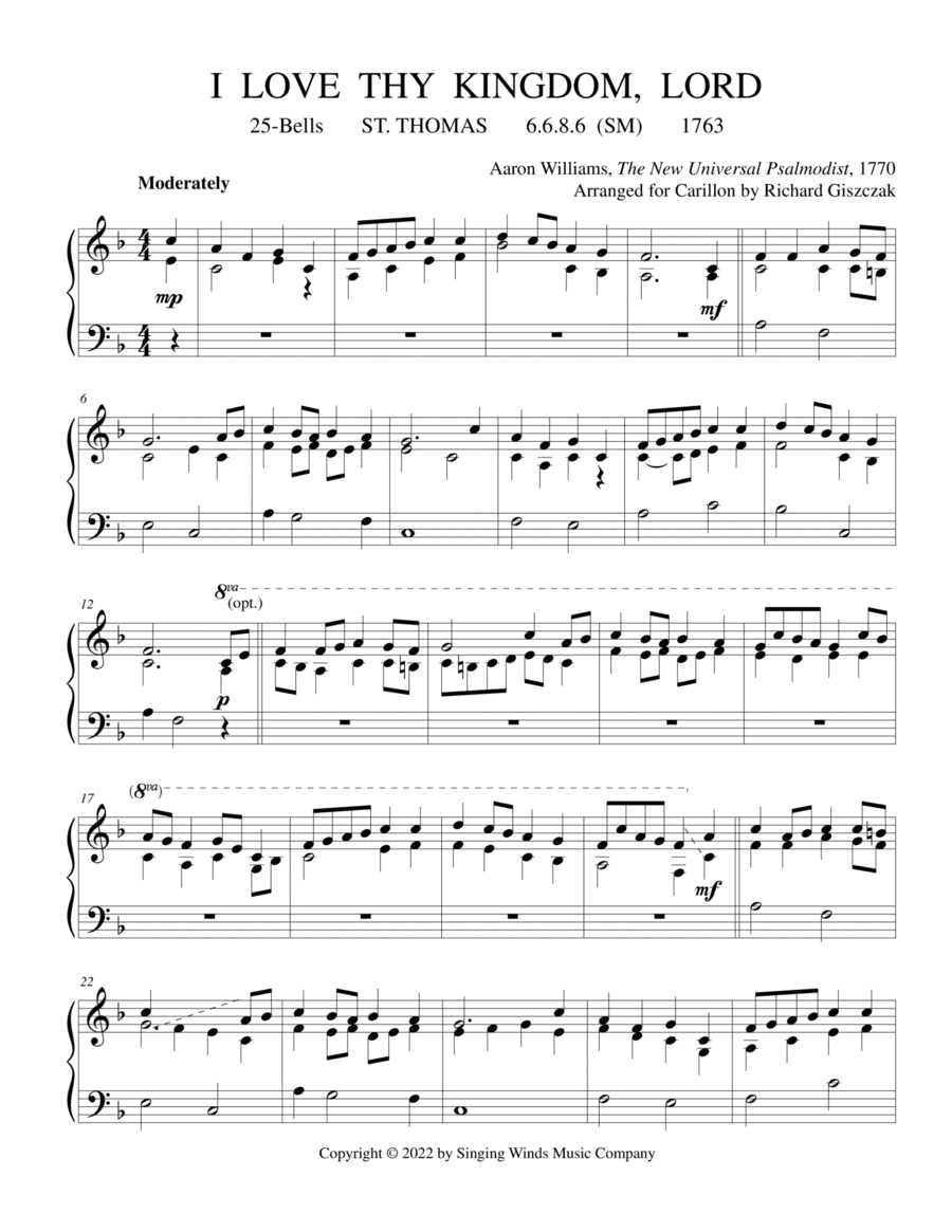 25B. I Love Thy Kingdom, Lord (ST. THOMAS) (arr. Richard Giszczak)