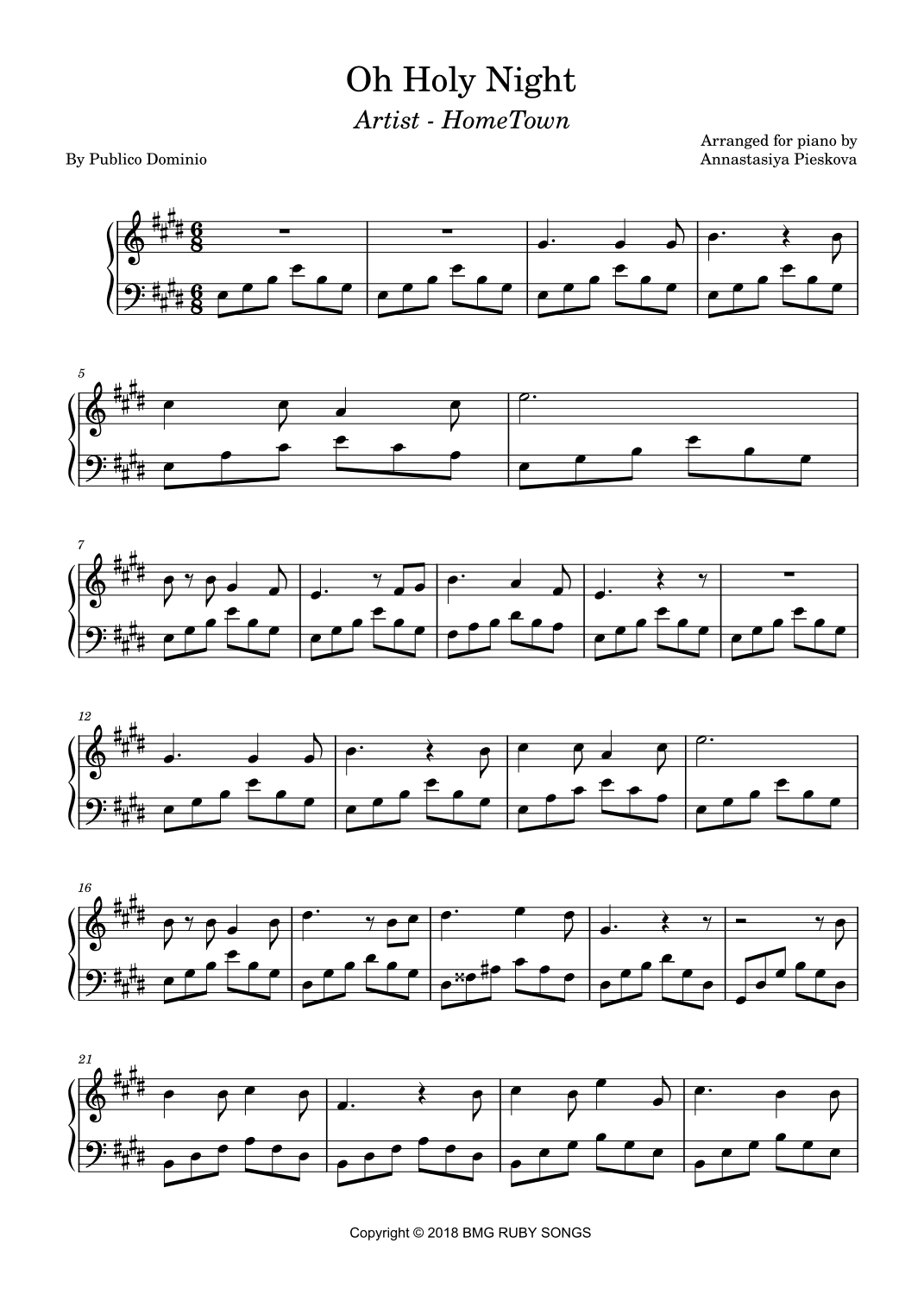 Oh Holy Night (arr. Annastasiya Pieskova)