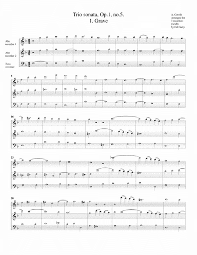 Trio sonata, Op.1, no.5 (arrangement for 3 recorders) (arr. Gil Garty)