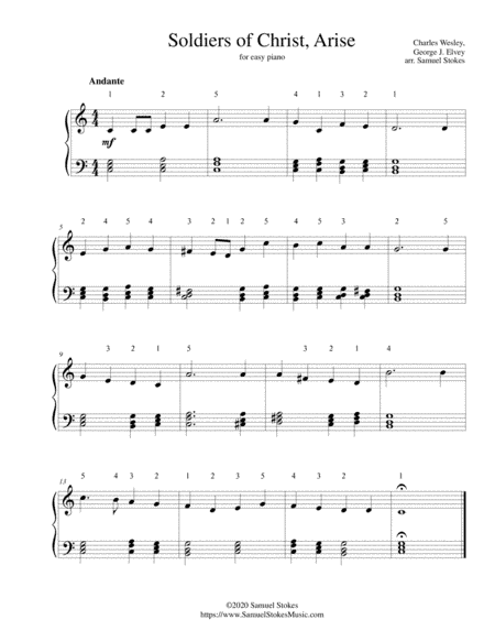 Soldiers of Christ, Arise - for easy piano (arr. Samuel Stokes)