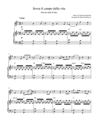Sovra il campo della vita (On the field of life) (arr. Kaiserin Rebecca)