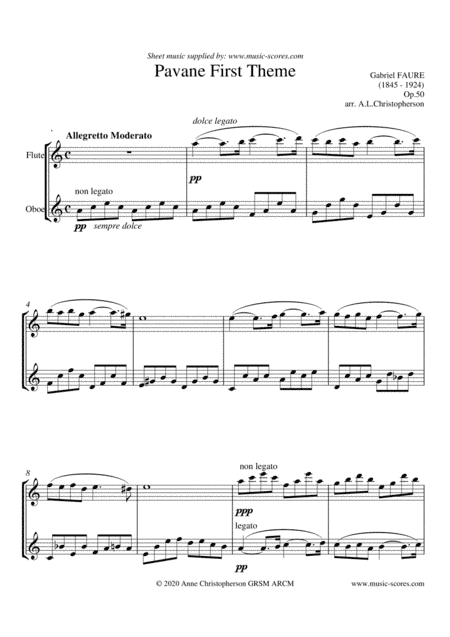 Op.50 Pavane - Flute & Oboe (arr. Anne Christopherson GRSM ARCM)