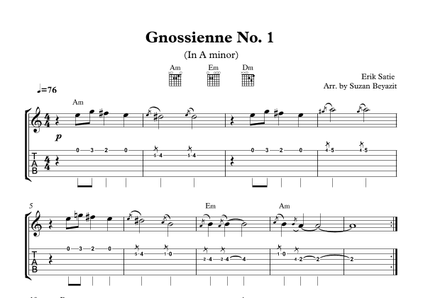 Gnossienne No.1 (arr. Suzan Beyazit)