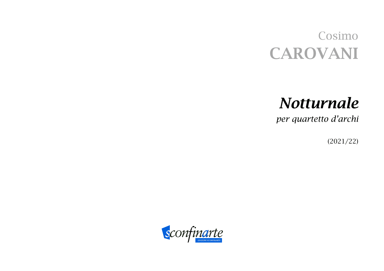 Cosimo Carovani: NOTTURNALE (ES-23-003) - Score Only