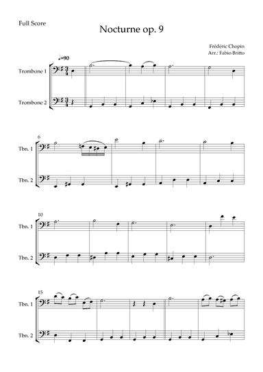 Nocturne Op.9 No. 2 (Frédéric Chopin) for Trombone Duo (arr. Fabio Britto)