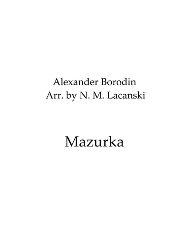 Mazurka (arr. Nick Lacanski)