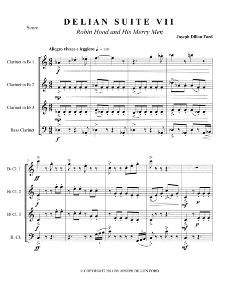 Robin Hood & His Merry Men (Scherzo) for clarinet quartet