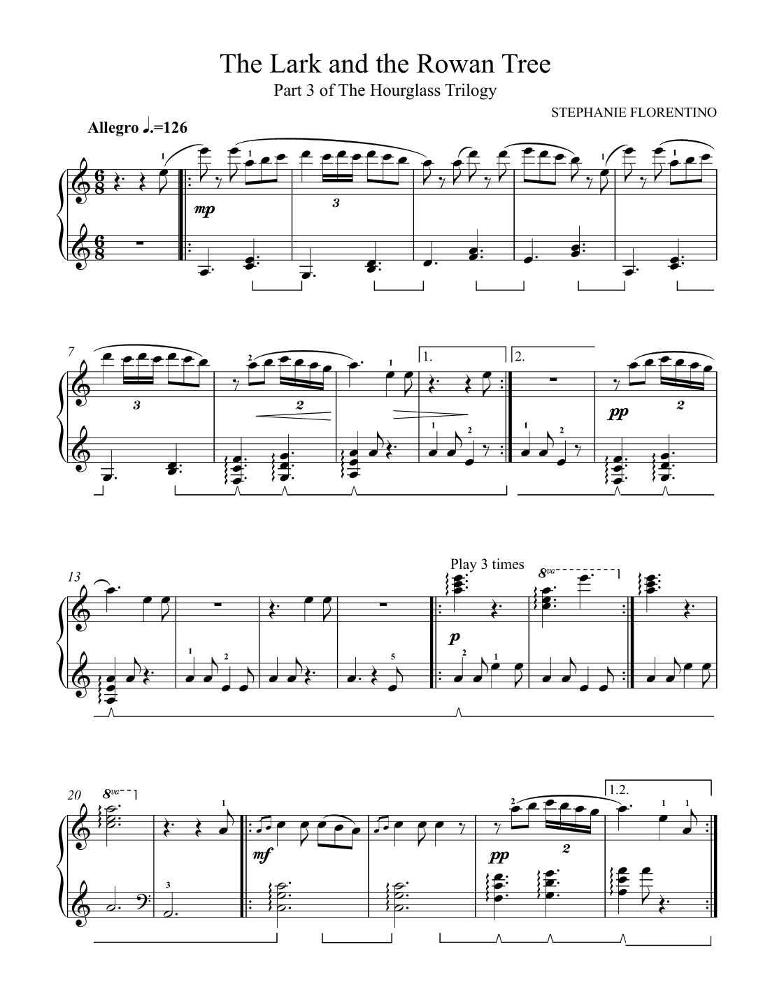The Lark and the Rowan Tree (The Hourglass Trilogy: Part 3) - Piano Solo