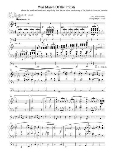 War March of the Priests arranged for Organ Solo (arr. Christopher Evans)