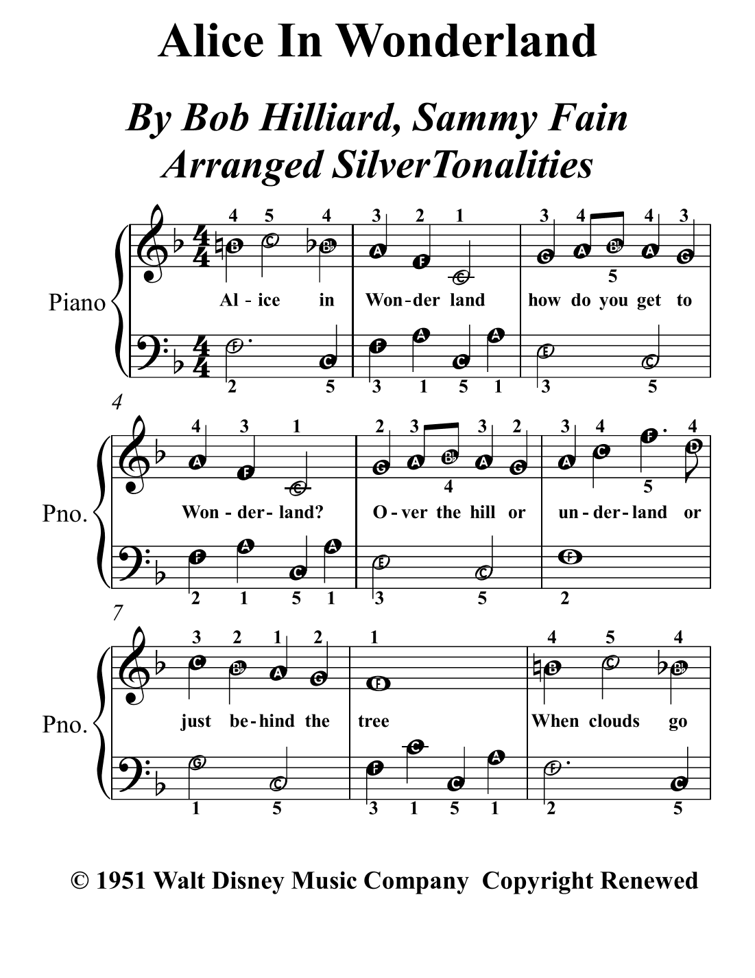 Alice In Wonderland (arr. SilverTonalities)