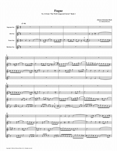 Fugue 14 from Well-Tempered Clavier, Book 1 (Saxophone Quartet) (arr. Richard Byrnes)
