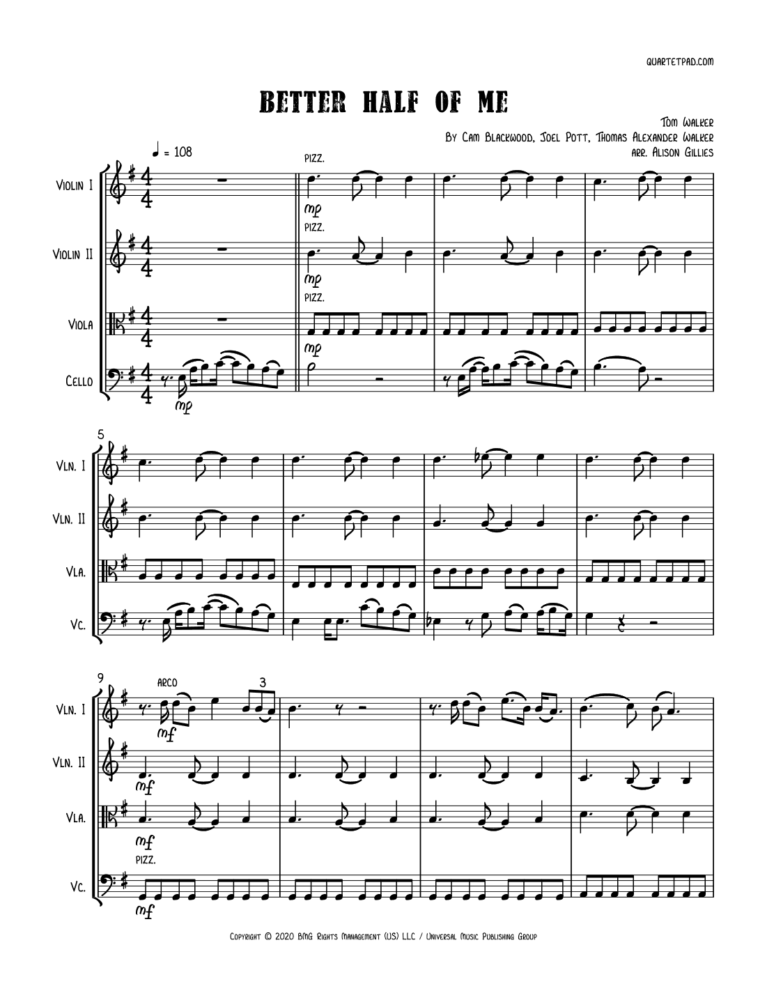 Better Half Of Me (arr. Alison Gillies)