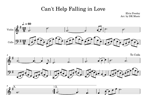 Can't Help Falling In Love (arr. DK Music)