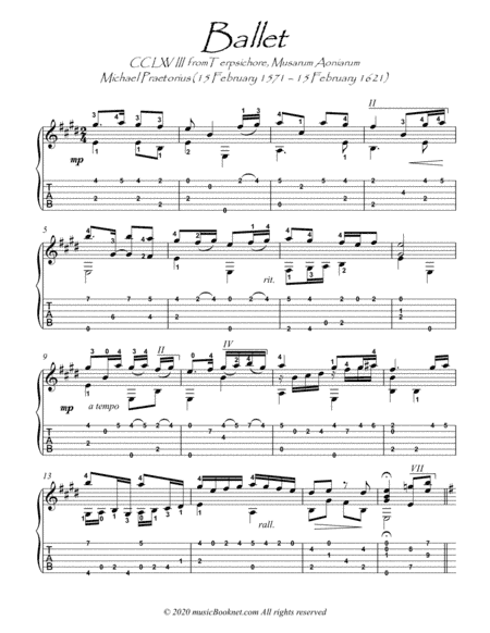 Ballet by Michael Praetorious (arr. PianoSheetNow)