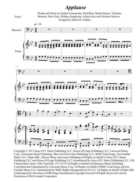 Applause (arr. James M. Guthrie, ASCAP)