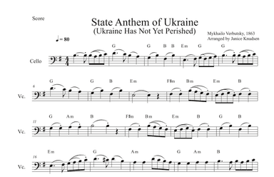 Ukrainian National Anthem/State Anthem of Ukraine (arr. Janice Knudsen)