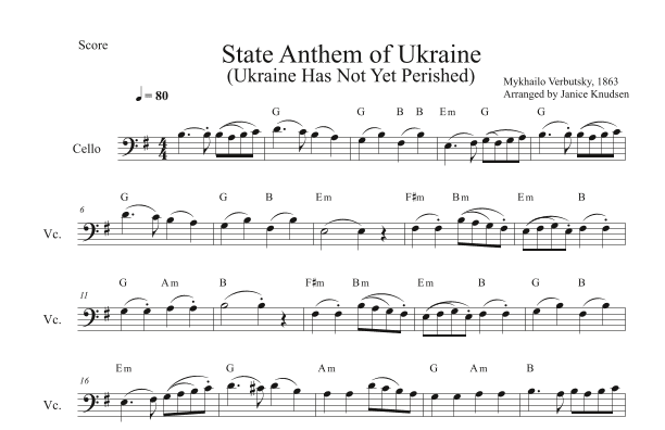 Ukrainian National Anthem/State Anthem of Ukraine (arr. Janice Knudsen)