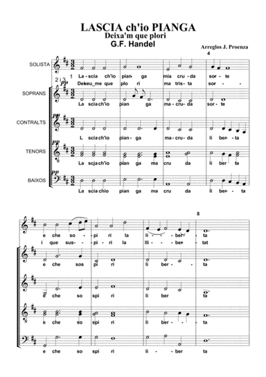 Lascia ch'io pianga (arr. publicat per Proenza)