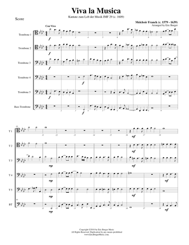 Viva la Musica for Trombone or Low Brass Sextet (arr. Eric Burger Music)