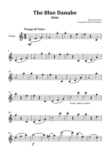 The Blue Danube - Violin Solo (arr. Glauco Fernandes)