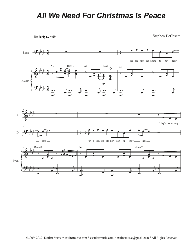 All We Need For Christmas Is Peace (Duet for Tenor and Bass solo)