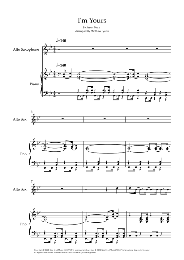 I'm Yours (arr. Matthew pyeon)