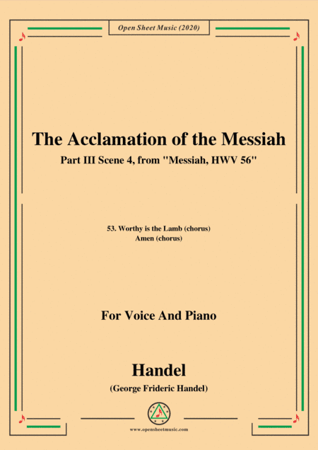 Handel-Messiah,HWV 56,Part III,Scene 4,for Voice and Piano (arr. MSM)
