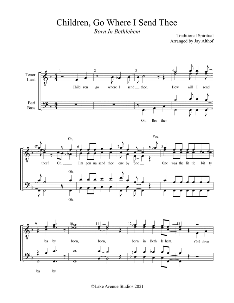 Children, Go Where I Send Thee (Born In Bethlehem) (arr. Jay Althof)