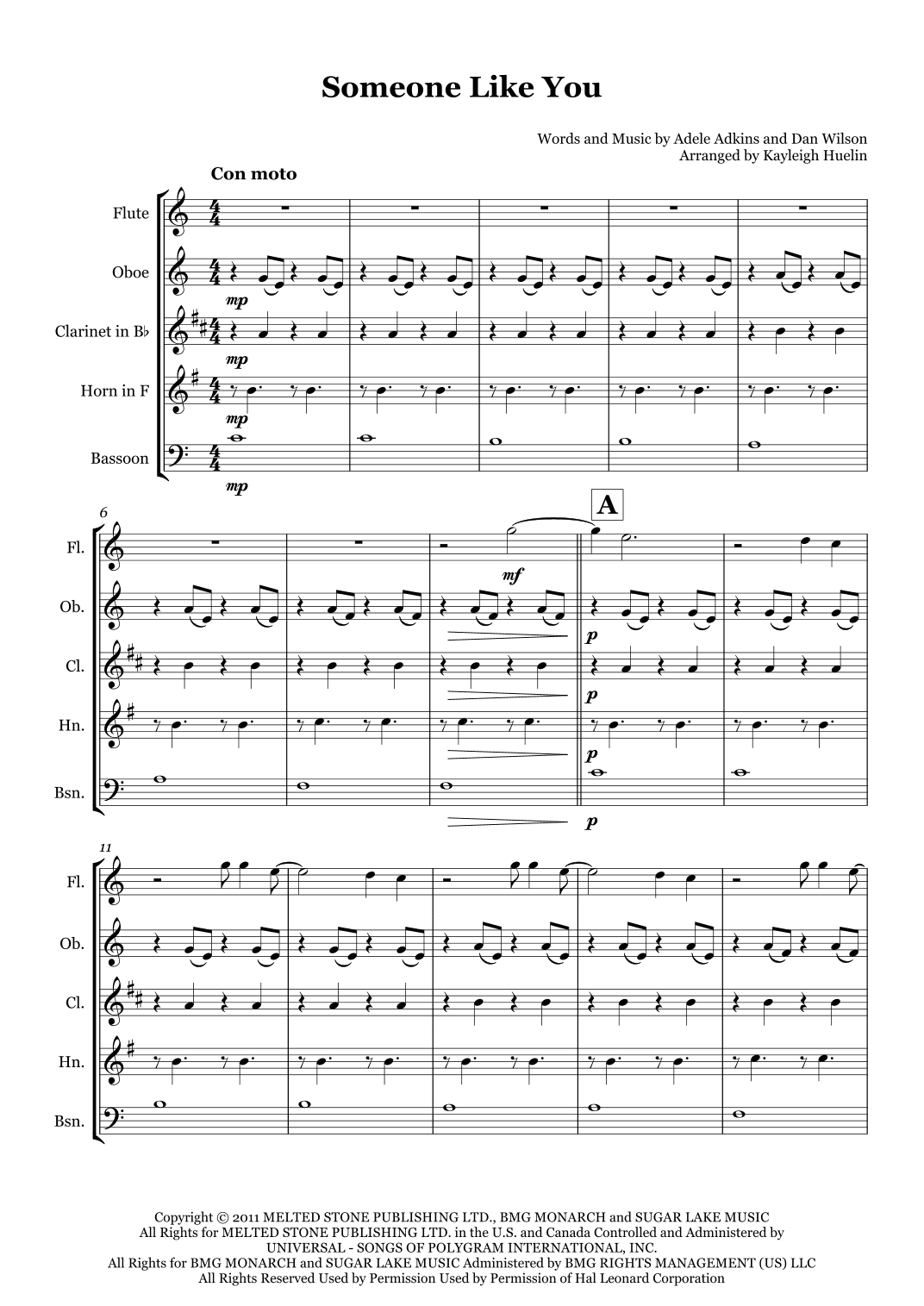 Someone Like You (arr. Kayleigh Huelin)