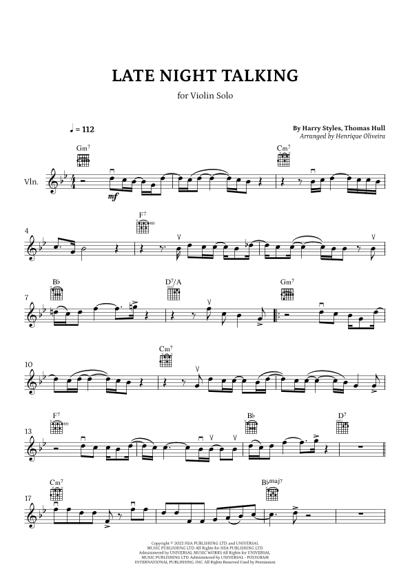 Late Night Talking (arr. Henrique Oliveira)
