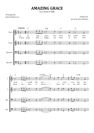 Amazing Grace (for Choral - TTBB) (arr. Daniel Nakamura)