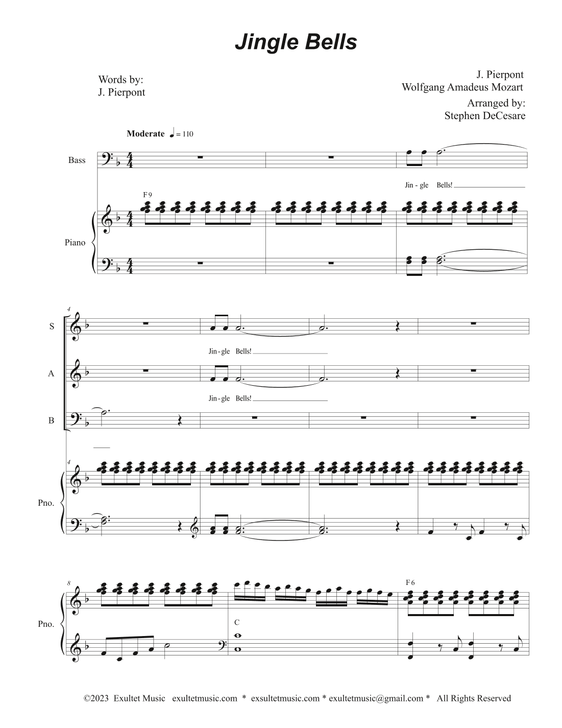 Jingle Bells (Vocal Trio - (SAB) (arr. Stephen DeCesare)
