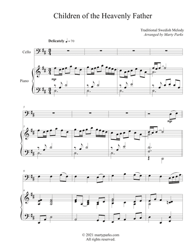 Children of the Heavenly Father (Cello-Piano) (arr. Marty Parks)