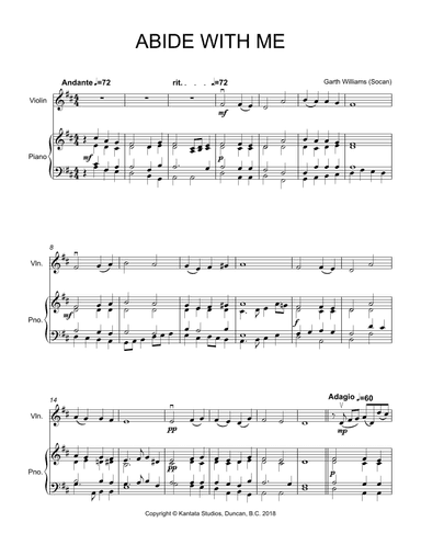 ABIDE WITH ME FOR VIOLIN AND PIANO